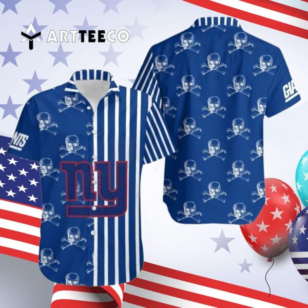 News Yorks Giants Stripes And Skull Hawaiian Shirt 4