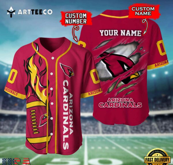 Nfl Arizona Cardinals 3d Custom Baseball Shirt