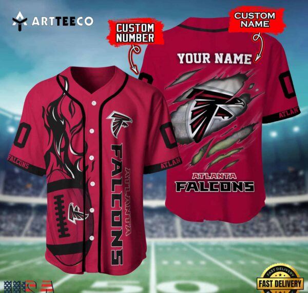 Nfl Atlanta Falcons 3d Custom Baseball Shirt