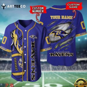 Nfl Baltimore Ravens 3d Custom Baseball Shirt