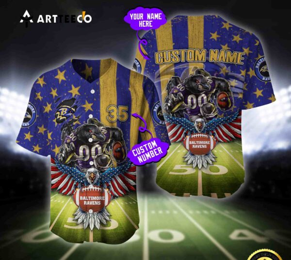 Nfl Baltimore Ravens Baseball Jersey Custom Shirt