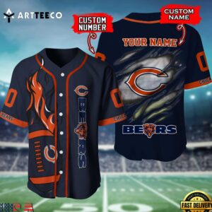 Nfl Chicago Bears 3d Custom Baseball Shirt