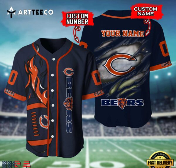 Nfl Chicago Bears 3d Custom Baseball Shirt