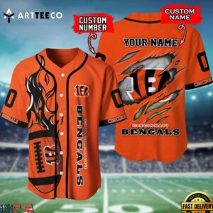Nfl Cincinnati Bengals 3d Custom Baseball Shirt