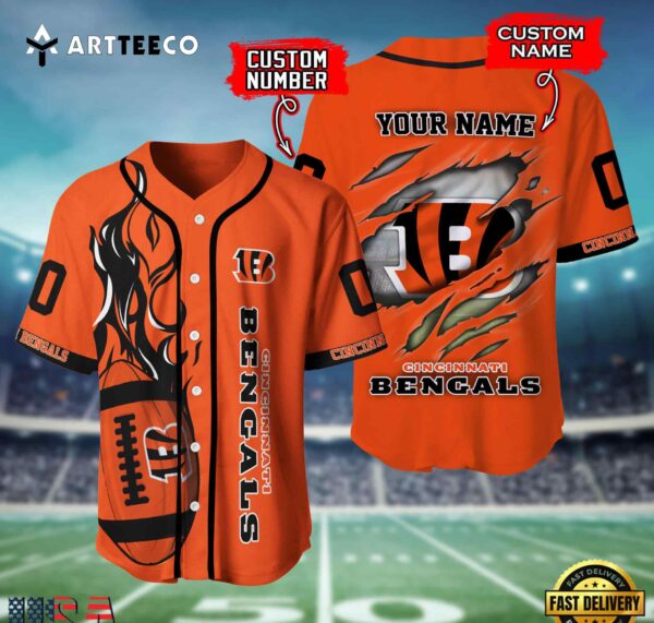 Nfl Cincinnati Bengals 3d Custom Baseball Shirt