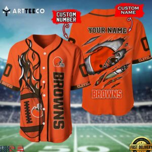 Nfl Cleveland Browns 3d Custom Baseball Shirt