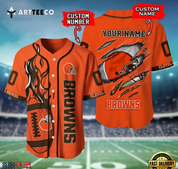Nfl Cleveland Browns 3d Custom Baseball Shirt