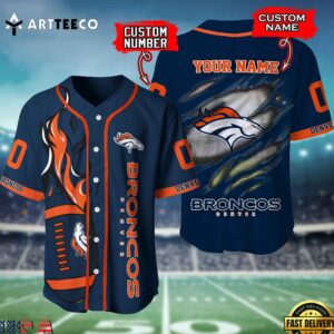Nfl Denver Broncos 3d Custom Baseball Shirt