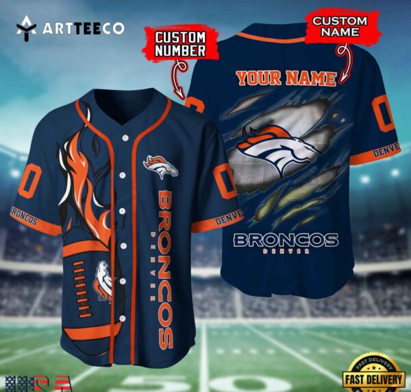 Nfl Denver Broncos 3d Custom Baseball Shirt