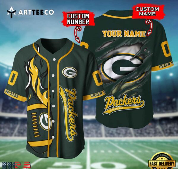 Nfl Green Bay Packers 3d Custom Baseball Shirt