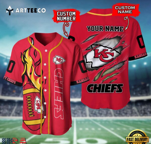 Nfl Kansas City Chiefs 3d Custom Baseball Shirt