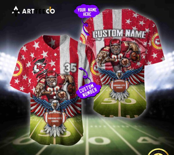 Nfl Kansas City Chiefs Baseball Jersey Custom Shirt