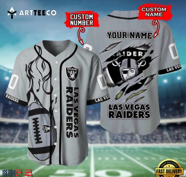 Nfl Las Vegas Raiders 3d Custom Baseball Shirt