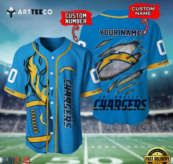 Nfl Los Angeles Chargers 3d Custom Baseball Shirt