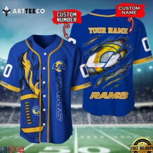 Nfl Los Angeles Rams 3d Custom Baseball Shirt