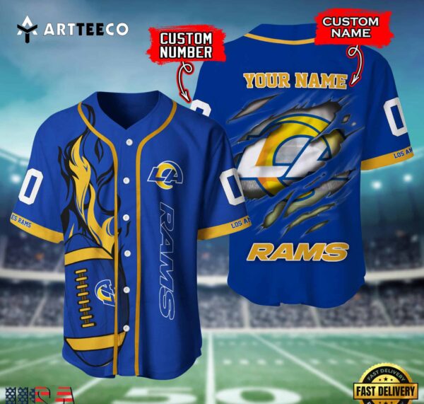 Nfl Los Angeles Rams 3d Custom Baseball Shirt