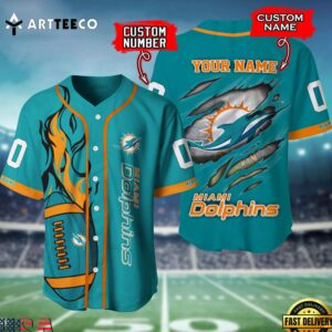 Nfl Miami Dolphins 3d Custom Baseball Shirt
