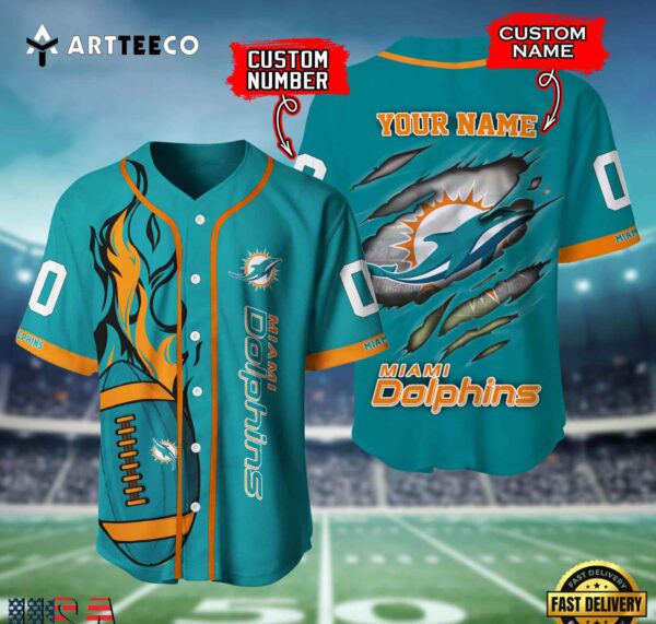 Nfl Miami Dolphins 3d Custom Baseball Shirt