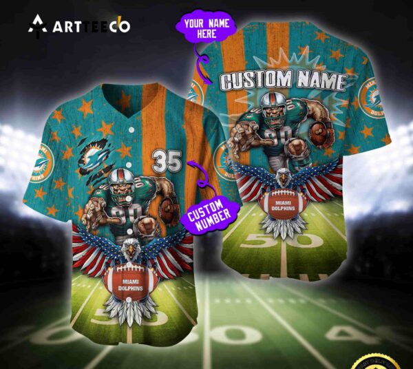 Nfl Miami Dolphins Baseball Jersey Custom Shirt