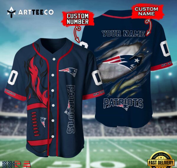 Nfl New England Patriots 3d Custom Baseball Shirt