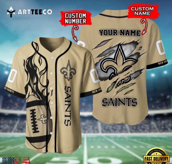 Nfl New Orleans Saints 3d Custom Baseball Shirt