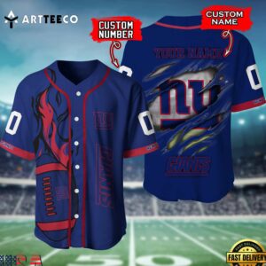 Nfl New York Giants 3d Custom Baseball Shirt