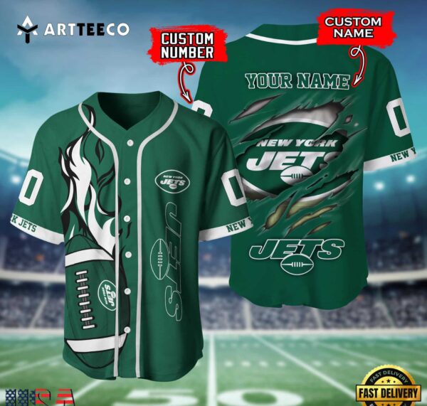 Nfl New York Jets 3d Custom Baseball Shirt