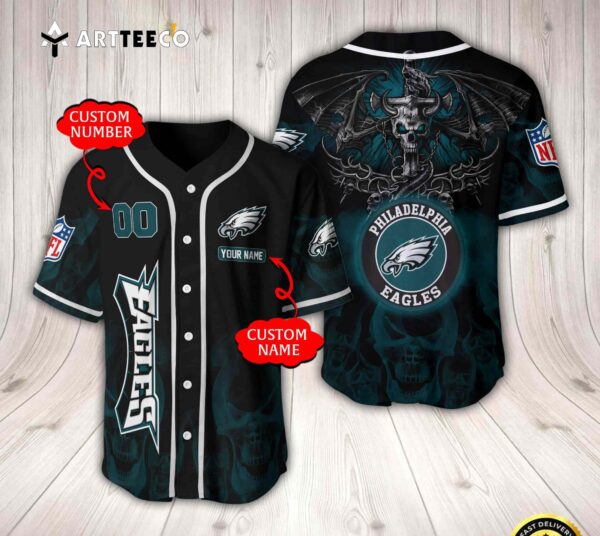 Nfl Philadelphia Eagles Baseball Jersey Custom Shirt trungten QDAA5