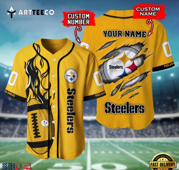 Nfl Pittsburgh Steelers 3d Custom Baseball Shirt
