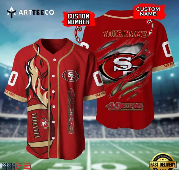 Nfl San Francisco 49ers 3d Custom Baseball Shirt