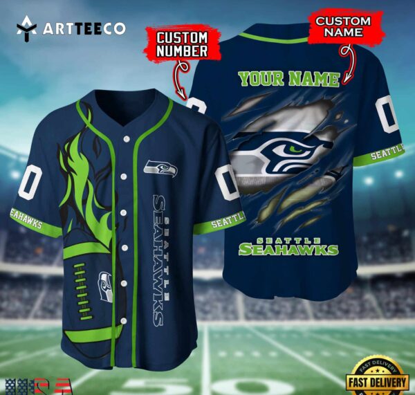 Nfl Seattle Seahawks 3d Custom Baseball Shirt