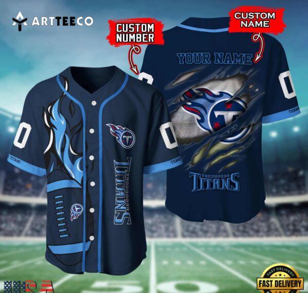 Nfl Tennessee Titans 3d Custom Baseball Shirt