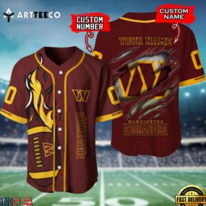 Nfl Washington Commanders 3d Custom Baseball Shirt