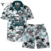 Philadelphia Eagles Team Logo Pattern Flamingo Hibiscus Hawaiian Shirt and Shorts Set