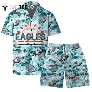 Philadelphia Eagles Team Logo Pattern Football Hawaiian Shirt and Shorts Set