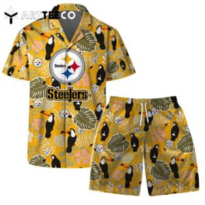 Pittsburgh Steelers Team Logo Pattern Champions Hawaiian Shirt and Shorts Set
