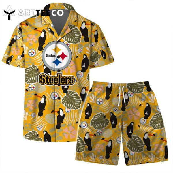 Pittsburgh Steelers Team Logo Pattern Champions Hawaiian Shirt and Shorts Set