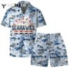 Seattle Seahawks Team Logo Pattern Football Hawaiian Shirt and Shorts Set