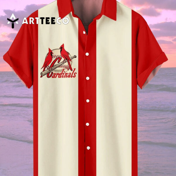 St Louis Cardinals Classic Stylish Comfortable Striped Baseball Print Hawaiian Shirt 2