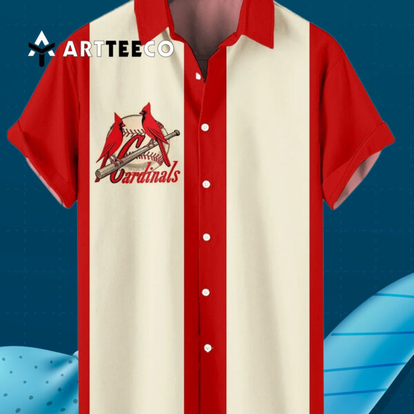 St Louis Cardinals Classic Stylish Comfortable Striped Baseball Print Hawaiian Shirt 3