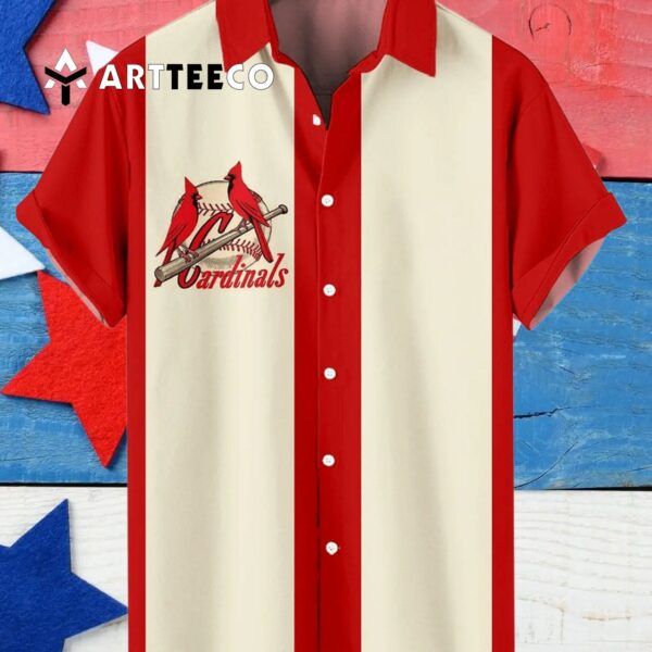 St Louis Cardinals Classic Stylish Comfortable Striped Baseball Print Hawaiian Shirt 4