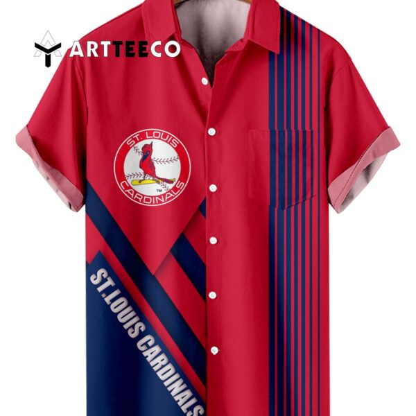 St Louis Cardinals Vibrant Baseball Stripe Print With Pocket Hawaiian Shirt 1
