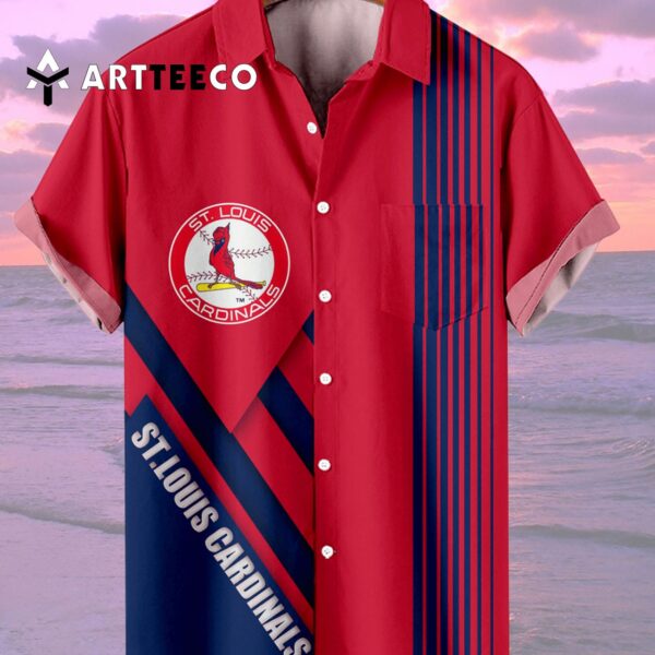 St Louis Cardinals Vibrant Baseball Stripe Print With Pocket Hawaiian Shirt 2