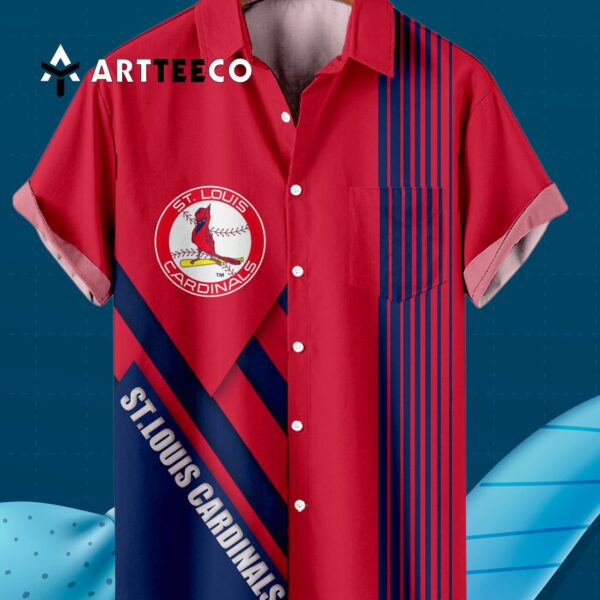 St Louis Cardinals Vibrant Baseball Stripe Print With Pocket Hawaiian Shirt 3