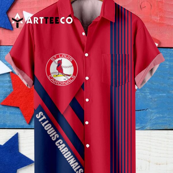 St Louis Cardinals Vibrant Baseball Stripe Print With Pocket Hawaiian Shirt 4