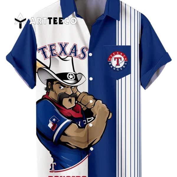 Texas Rangers Classic Retro Baseball Team Print With Pocket Hawaiian Shirt 1