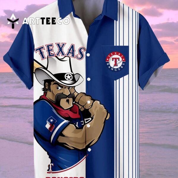 Texas Rangers Classic Retro Baseball Team Print With Pocket Hawaiian Shirt 2