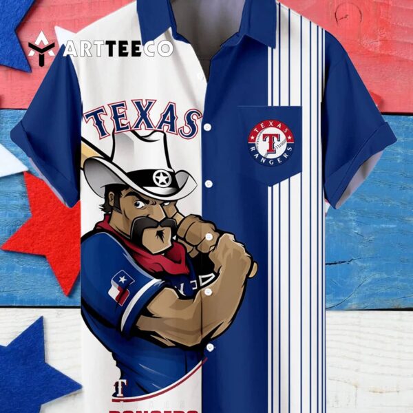 Texas Rangers Classic Retro Baseball Team Print With Pocket Hawaiian Shirt 4