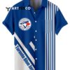 Toronto Blue Jays Baseball Classic Team Logo Stripe Stand Collar With Pocket Hawaiian Shirt 1