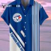 Toronto Blue Jays Baseball Classic Team Logo Stripe Stand Collar With Pocket Hawaiian Shirt 2